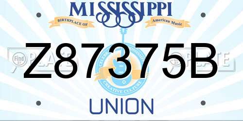 Z87375B Mississippi License Plate