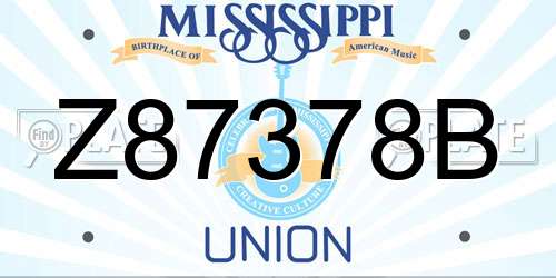 Z87378B Mississippi License Plate
