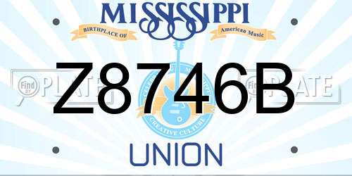 Z8746B Mississippi License Plate