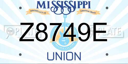 Z8749E Mississippi License Plate