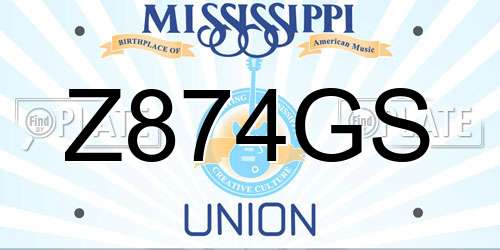 Z874GS Mississippi License Plate