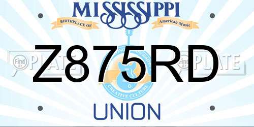 Z875RD Mississippi License Plate