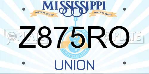Z875RO Mississippi License Plate