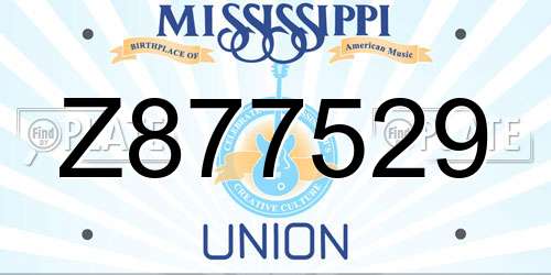 Z877529 Mississippi License Plate
