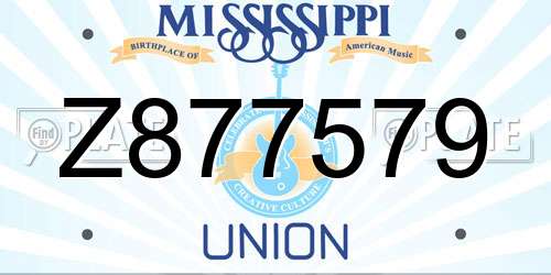 Z877579 Mississippi License Plate