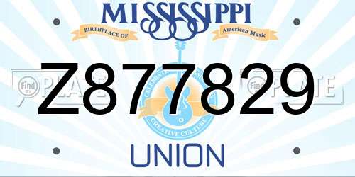 Z877829 Mississippi License Plate