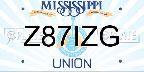 Z87IZG Mississippi License Plate