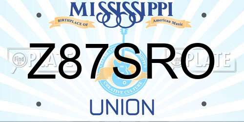 Z87SRO Mississippi License Plate