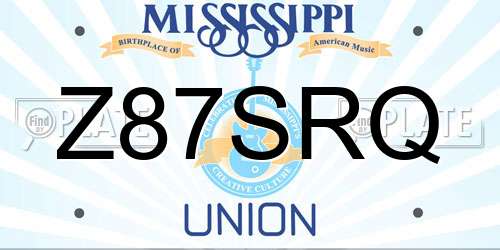 Z87SRQ Mississippi License Plate