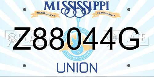 Z88044G Mississippi License Plate