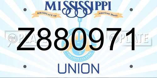 Z880971 Mississippi License Plate