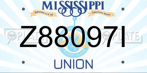 Z88097I Mississippi License Plate