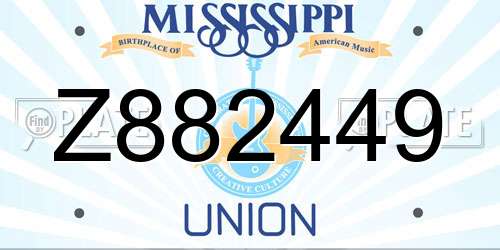Z882449 Mississippi License Plate