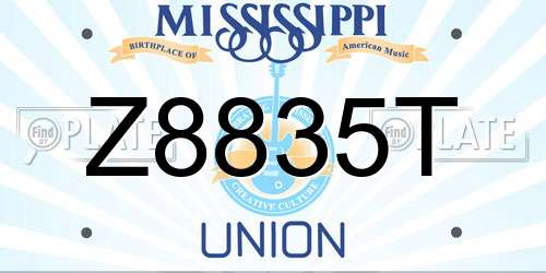 Z8835T Mississippi License Plate