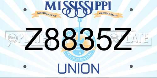 Z8835Z Mississippi License Plate