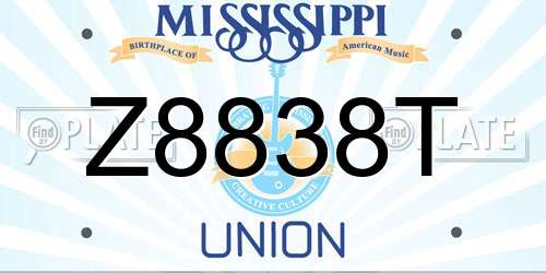 Z8838T Mississippi License Plate