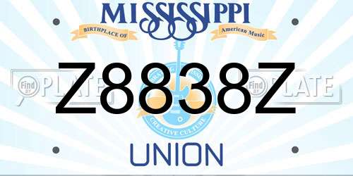 Z8838Z Mississippi License Plate