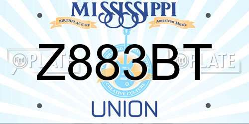 Z883BT Mississippi License Plate