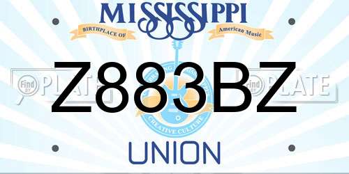 Z883BZ Mississippi License Plate