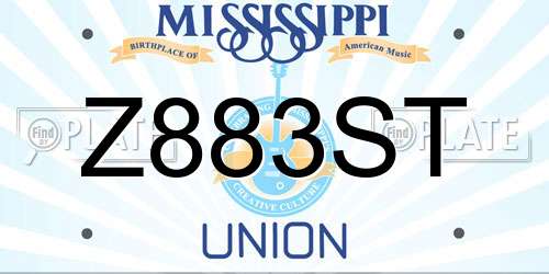Z883ST Mississippi License Plate