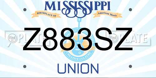 Z883SZ Mississippi License Plate