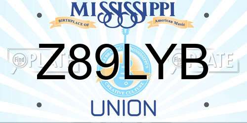 Z89LYB Mississippi License Plate