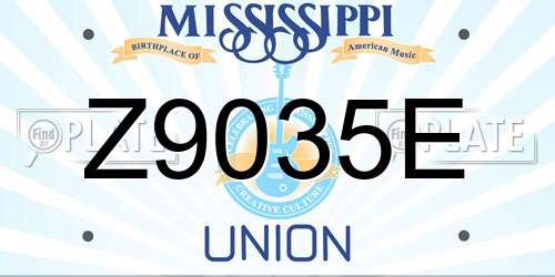 Z9035E Mississippi License Plate