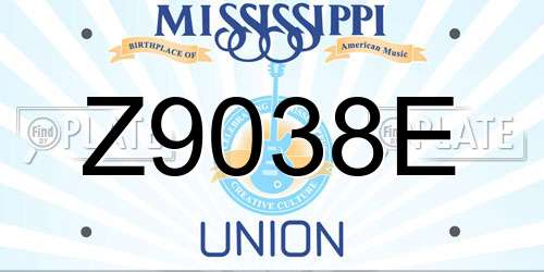 Z9038E Mississippi License Plate