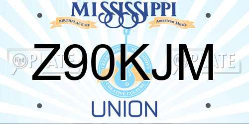 Z90KJM Mississippi License Plate