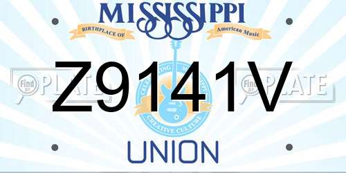 Z9141V Mississippi License Plate