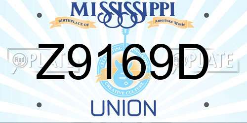 Z9169D Mississippi License Plate