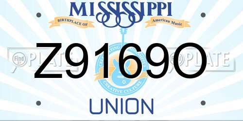 Z9169O Mississippi License Plate