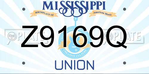 Z9169Q Mississippi License Plate