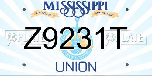 Z9231T Mississippi License Plate