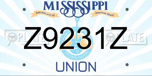 Z9231Z Mississippi License Plate