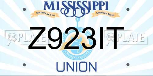 Z923IT Mississippi License Plate