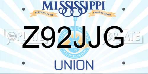 Z92JJG Mississippi License Plate