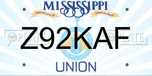 Z92KAF Mississippi License Plate