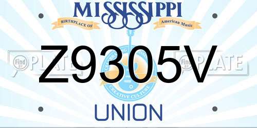 Z9305V Mississippi License Plate