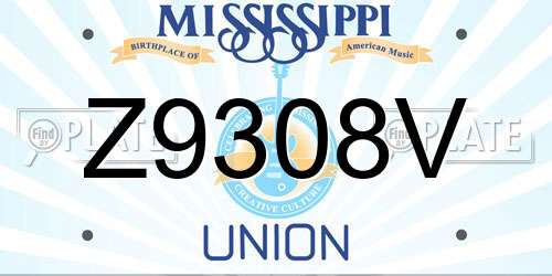Z9308V Mississippi License Plate
