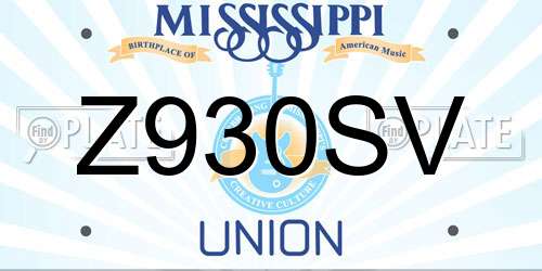 Z930SV Mississippi License Plate