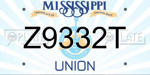 Z9332T Mississippi License Plate