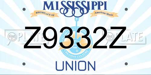 Z9332Z Mississippi License Plate
