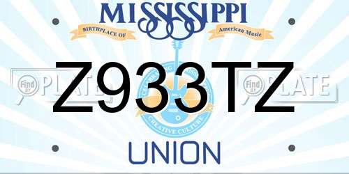 Z933TZ Mississippi License Plate