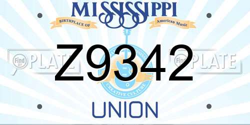 Z9342 Mississippi License Plate
