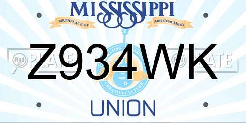Z934WK Mississippi License Plate
