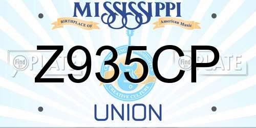 Z935CP Mississippi License Plate