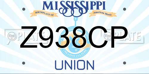Z938CP Mississippi License Plate