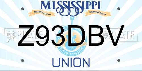 Z93DBV Mississippi License Plate