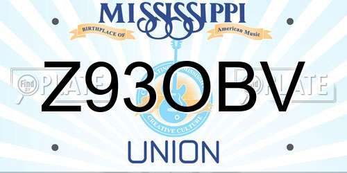 Z93OBV Mississippi License Plate